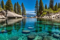 the crystal-clear waters of Lake Tahoe, nestled in the Sierra Nevada