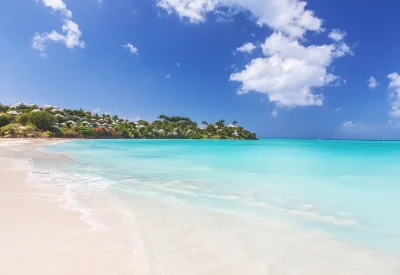 View on tropical beach on the caribbean island St. Maarten